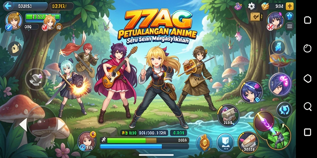 Tampilan gameplay seru dengan karakter anime ikonik.
