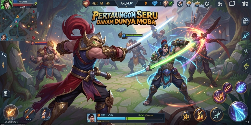 Screenshot menampilkan pertarungan sengit di arena MOBA.