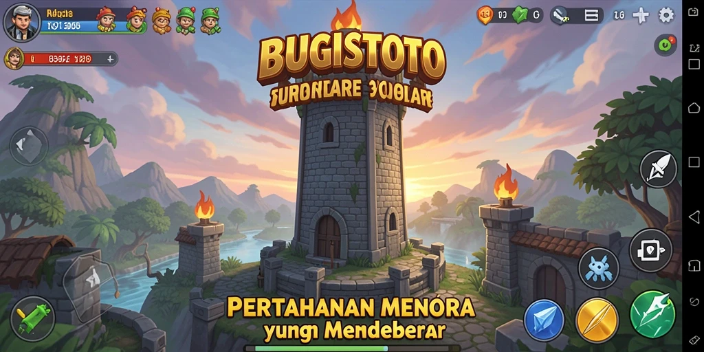 Tampilan gameplay seru dari BUGISTOTO saat melindungi menara.