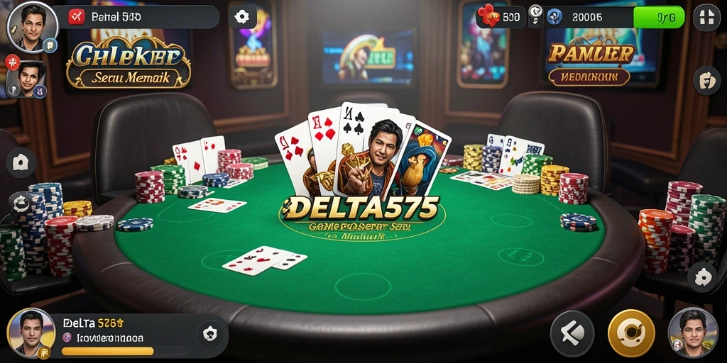 Screenshot gameplay DELTA575 yang menampilkan aksi poker yang seru.