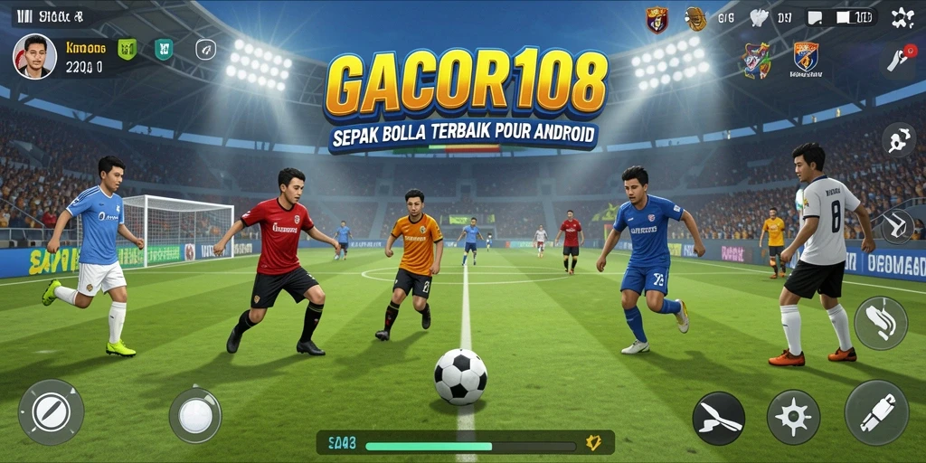 Screenshot gameplay GACOR108 menampilkan aksi sepak bola yang mendebarkan.