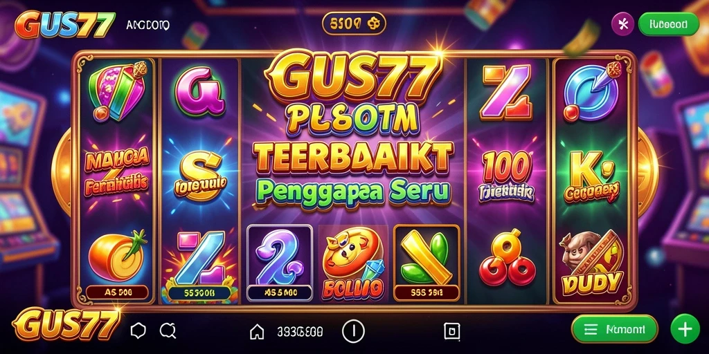 Tampilan gameplay <strong>GUS77</strong> dengan gulungan berputar dan efek visual yang menarik.