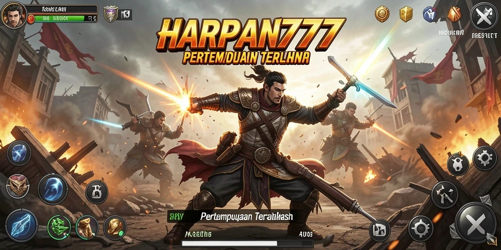 Screenshot menunjukkan aksi pertempuran intens di medan perang.