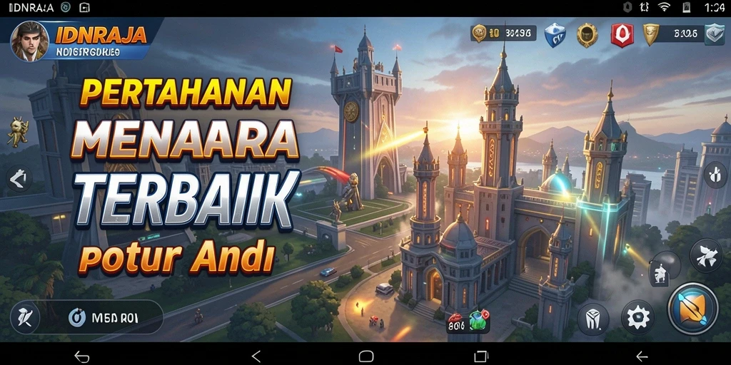 Gameplay menarik IDNRAJA dengan menara dan musuh beragam di battlefield.
