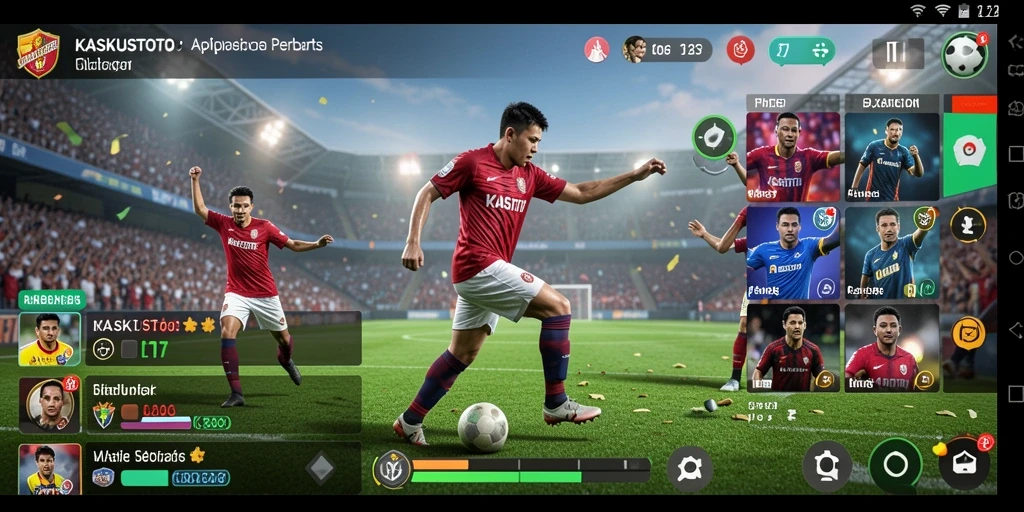 Tampilan gameplay olahraga yang interaktif dan informatif.
