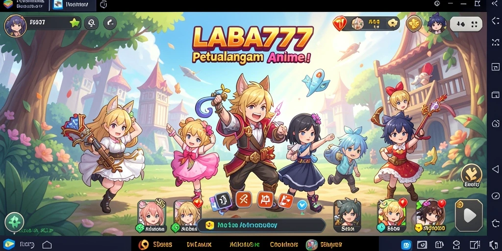 Tampilan gameplay yang menakjubkan dari LABA777 di dunia Anime.