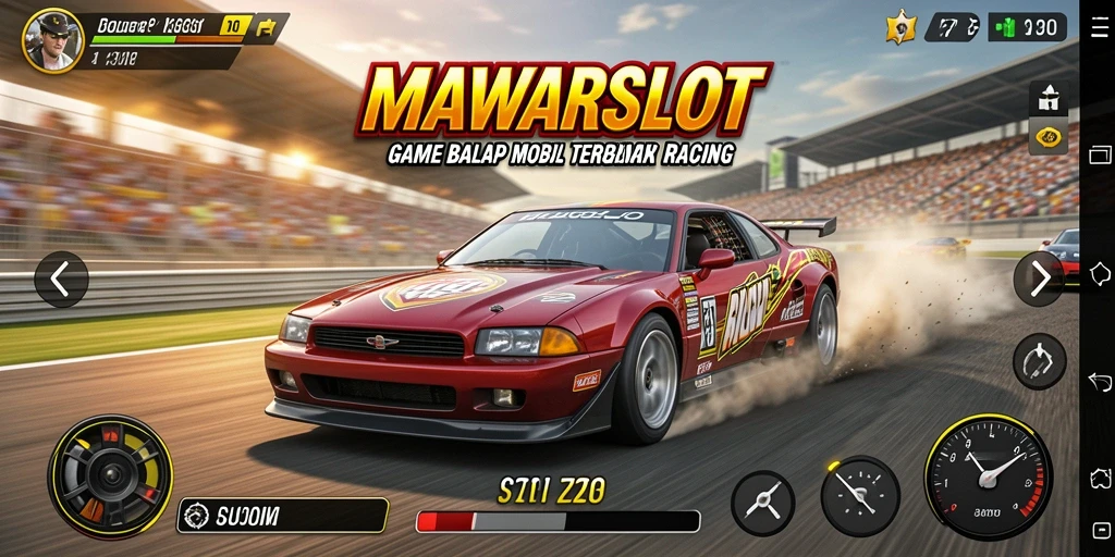 Tampilan gameplay MAWARSLOT yang menegangkan saat balapan.