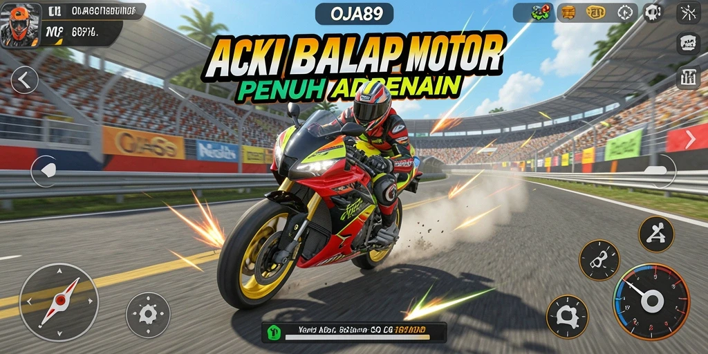 Gameplay balap motor yang seru dan mendebarkan di OJA89.