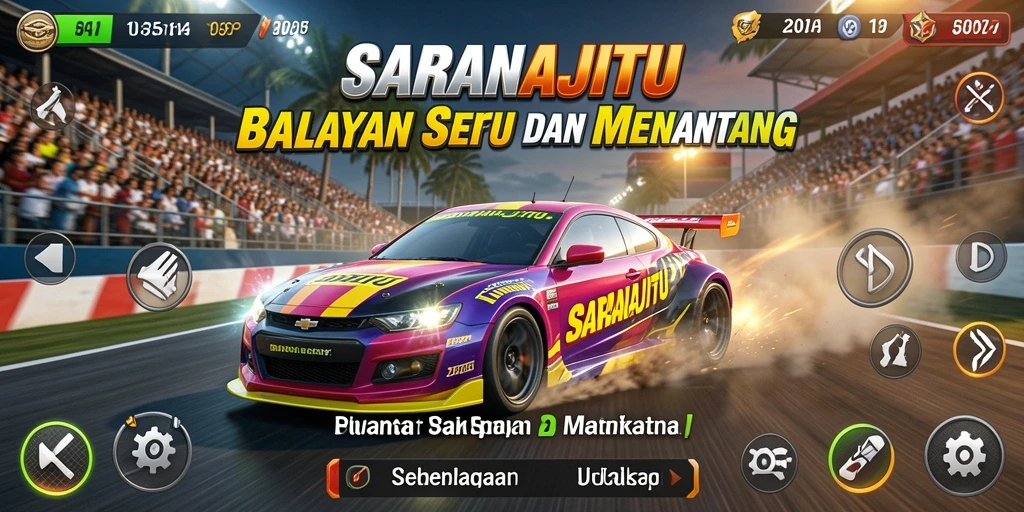 Gameplay SARANAJITU yang menegangkan dalam balapan penuh aksi.