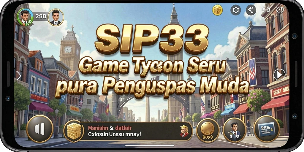 Tangkapan layar utama SIP33 menampilkan pemain mengelola bisnis dengan antarmuka yang menarik.