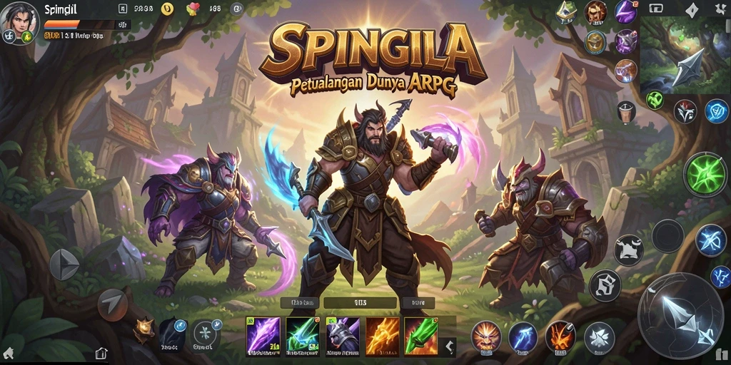 Tampilan gameplay SPINGILA dengan pertempuran seru dan dunia yang terbuka.
